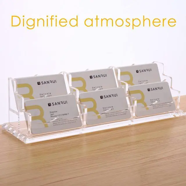 Alt view image 5 of 7 - Acrylic Business Card Display Holder for Desk, Clear Multiple Desktop Business Card Stand Organizer Storage, for Exhibition, Home, Office,2 Tier 6 Pocket, 360 Card Capacity