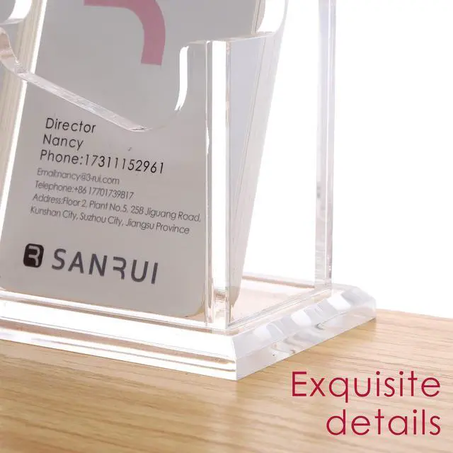 Alt view image 4 of 7 - Vertical Business Card Holder for DeskClear Acrylic Business Card Display Stand2 Slots 1 Tier Holds 100 Cards