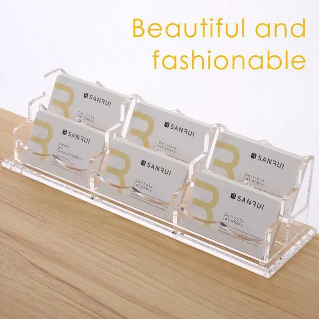 Alt view image 7 of 7 - Acrylic Business Card Display Holder for Desk, Clear Multiple Desktop Business Card Stand Organizer Storage, for Exhibition, Home, Office,2 Tier 6 Pocket, 360 Card Capacity