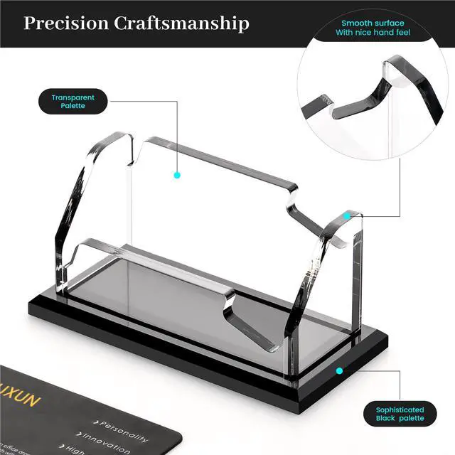 Alt view image 5 of 7 - Black Business Card Holder for Desk-3 Tier 3 Slot, Acrylic Business Card Holder for Women Men, 100+ Business Cards Display Stand, Multiple Business Card Display for Exhibition, Home, Office