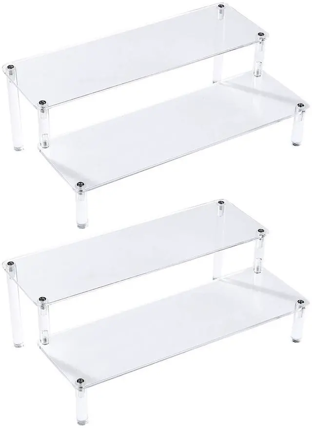 Main image of 2 Pack 2-Tier Clear Acrylic Display Stand Display Shelf for Dessert Jewels Figurines, Clear Cupcake Stand - 2 Pack ( 12" * 6.9" * 4.25" )