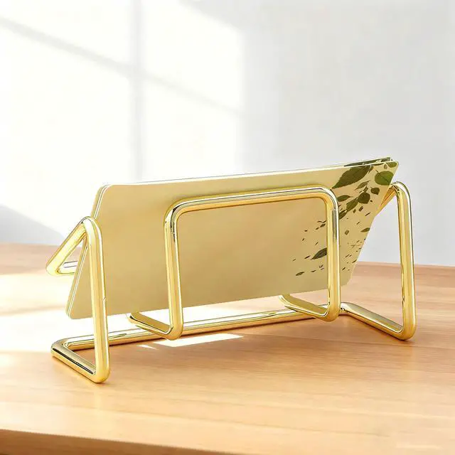 Alt view image 2 of 7 - 2 Pack Gold Metal Business Card Holder for Desk, Card Stand for Office Home | Well-crafted metal wire structure, balanced support prevents tipping, keeps business cards and price tags organized neatly