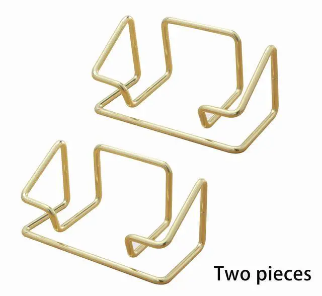 Alt view image 5 of 7 - 2 Pack Gold Metal Business Card Holder for Desk, Card Stand for Office Home | Well-crafted metal wire structure, balanced support prevents tipping, keeps business cards and price tags organized neatly