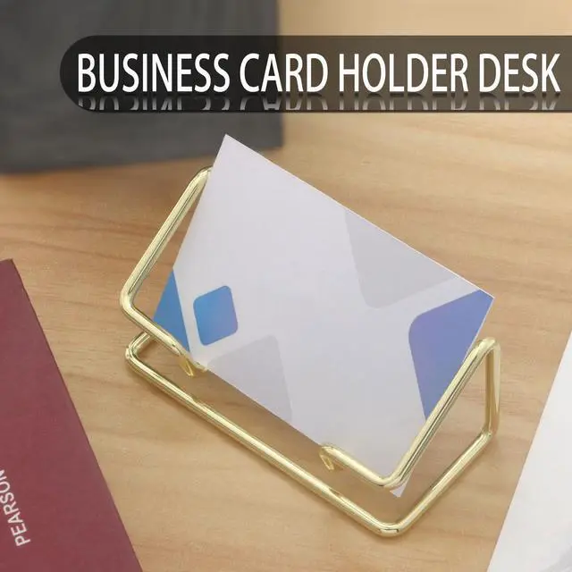 Alt view image 4 of 7 - 2 Pack Gold Metal Business Card Holder for Desk, Card Stand for Office Home | Well-crafted metal wire structure, balanced support prevents tipping, keeps business cards and price tags organized neatly