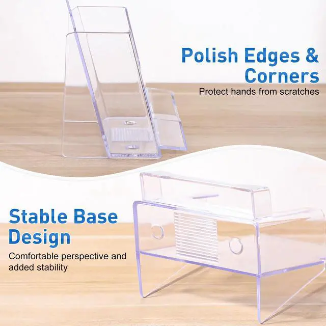 Alt view image 5 of 7 - 4x9 Acrylic Brochure Holder with Business Card Holder, Clear Display Stand, Plastic Table stand Sign Holder, Pamphlet Holder Flyer Holder, Acrylic Display Stand for Office, Home, Store, 2 Pack