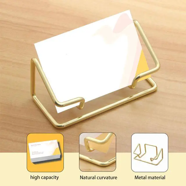 Alt view image 7 of 7 - 2 Pack Gold Metal Business Card Holder for Desk, Card Stand for Office Home | Well-crafted metal wire structure, balanced support prevents tipping, keeps business cards and price tags organized neatly