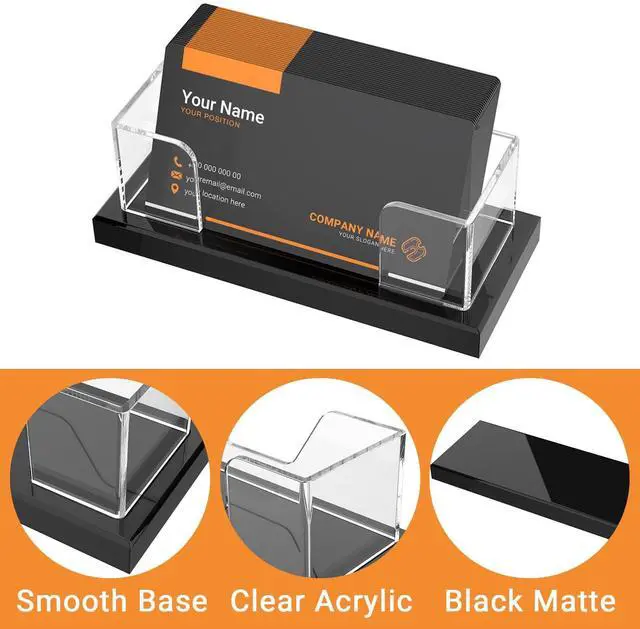 Alt view image 4 of 7 - Acrylic Business Card Holder for Desk 2 Pack, Weighted Non-Slip Base Display Stand with 100-Card Capacity, Modern Professional Office Organizer for Home, Trade Shows, or Travel
