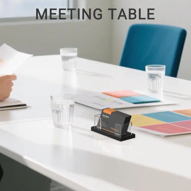 Alt view image 5 of 7 - Acrylic Business Card Holder for Desk 2 Pack, Weighted Non-Slip Base Display Stand with 100-Card Capacity, Modern Professional Office Organizer for Home, Trade Shows, or Travel