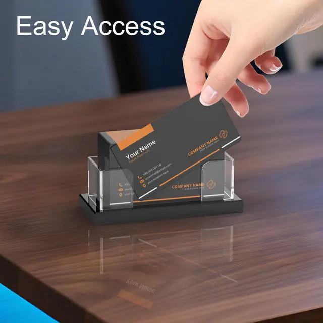 Alt view image 7 of 7 - Acrylic Business Card Holder for Desk 2 Pack, Weighted Non-Slip Base Display Stand with 100-Card Capacity, Modern Professional Office Organizer for Home, Trade Shows, or Travel
