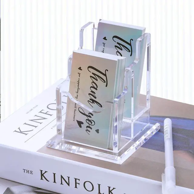 Alt view image 4 of 7 - Acrylic Brochure Holder Business Card Literature Holder Clear Flyer Magazine Pamphlet Display Stand Booklet Desk Mount Trifold Countertop Organizer for Office School Store Exhibition (2 Tier 2 Slots)