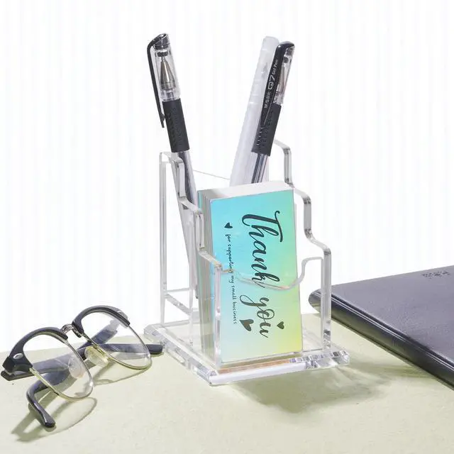 Alt view image 5 of 7 - Acrylic Brochure Holder Business Card Literature Holder Clear Flyer Magazine Pamphlet Display Stand Booklet Desk Mount Trifold Countertop Organizer for Office School Store Exhibition (2 Tier 2 Slots)