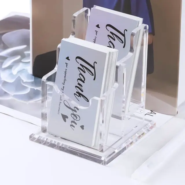Alt view image 6 of 7 - Acrylic Brochure Holder Business Card Literature Holder Clear Flyer Magazine Pamphlet Display Stand Booklet Desk Mount Trifold Countertop Organizer for Office School Store Exhibition (2 Tier 2 Slots)