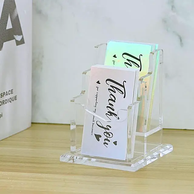 Alt view image 7 of 7 - Acrylic Brochure Holder Business Card Literature Holder Clear Flyer Magazine Pamphlet Display Stand Booklet Desk Mount Trifold Countertop Organizer for Office School Store Exhibition (2 Tier 2 Slots)