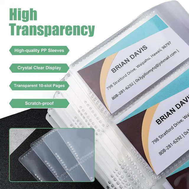 Alt view image 3 of 7 - Business Card Book, Name Card Holder Book with 600 Business Cards Capacity, Credit Card Book File Storage (Black)
