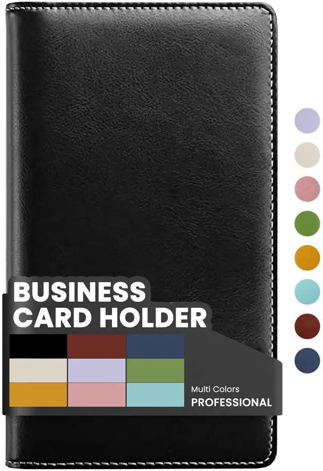 Main image of Leather Professional Business Card Book Holder Organizer, 240 Capacity Credit Card Booklet, PU Name Cards Holder Storage File for Men Women, 7.7 x 4.5 Inch, Black