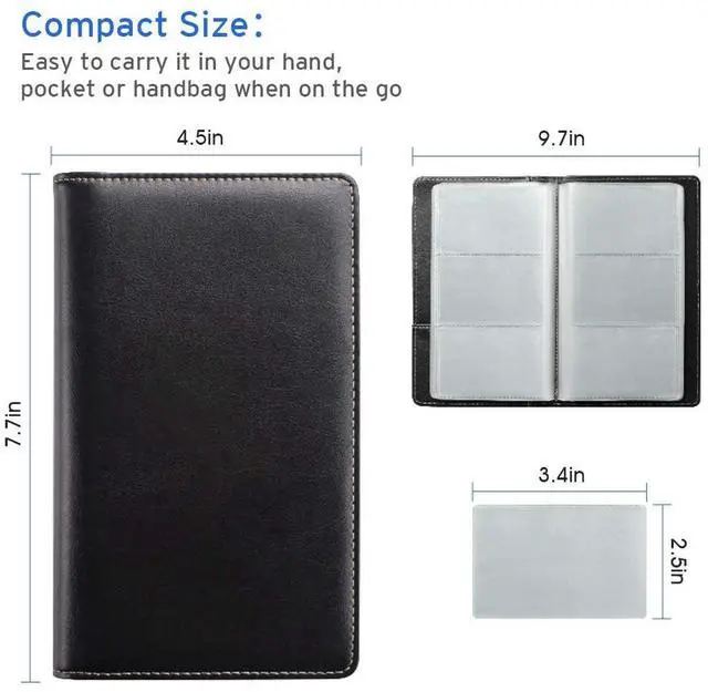 Alt view image 6 of 7 - Leather Professional Business Card Book Holder Organizer, 240 Capacity Credit Card Booklet, PU Name Cards Holder Storage File for Men Women, Blue