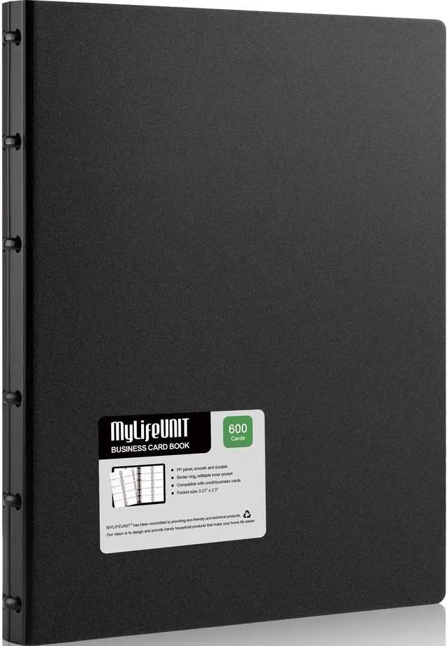 Main image of Business Card Book, Name Card Holder Book with 600 Business Cards Capacity, Credit Card Book File Storage (Black)
