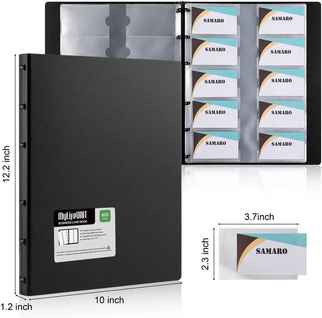 Alt view image 6 of 7 - Business Card Book, Name Card Holder Book with 600 Business Cards Capacity, Credit Card Book File Storage (Black)