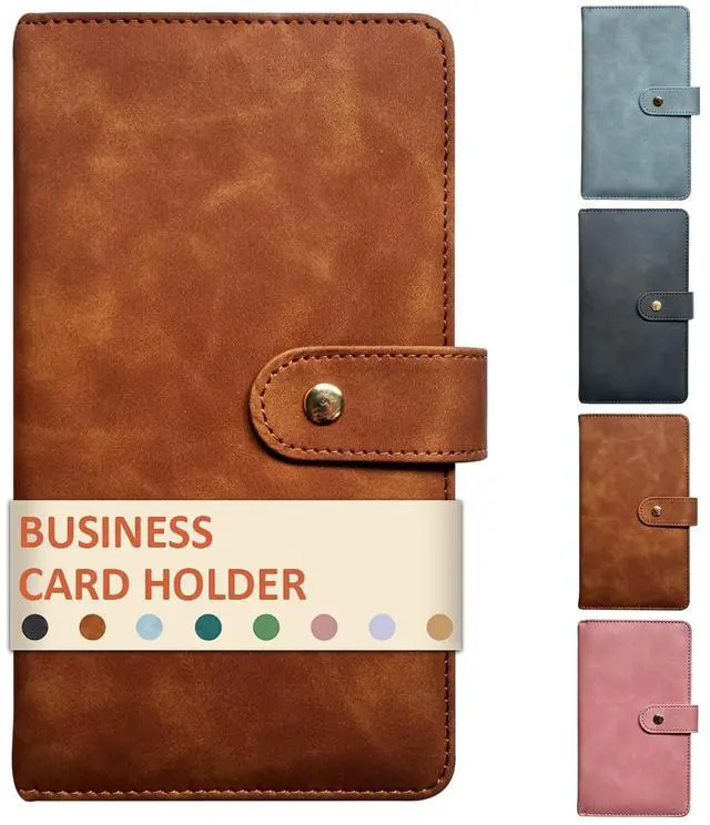 Main image of Leather Professional Business Card Holder Book Organizer, 240 Card Slots Capacity Booklet, Premium PU Name Cards Storage Folder with Soft Cover, Credit Card Binder Holder for Men/Women (Brown)