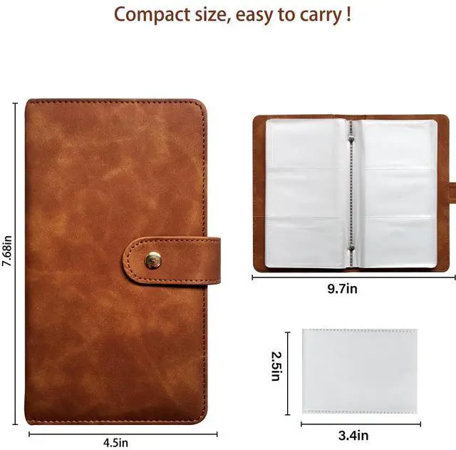 Alt view image 3 of 7 - Leather Professional Business Card Holder Book Organizer, 240 Card Slots Capacity Booklet, Premium PU Name Cards Storage Folder with Soft Cover, Credit Card Binder Holder for Men/Women (Brown)