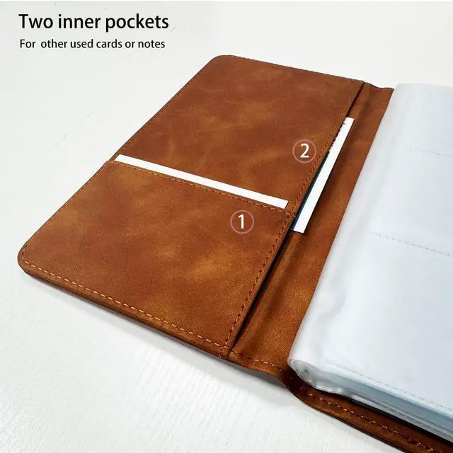 Alt view image 5 of 7 - Leather Professional Business Card Holder Book Organizer, 240 Card Slots Capacity Booklet, Premium PU Name Cards Storage Folder with Soft Cover, Credit Card Binder Holder for Men/Women (Brown)