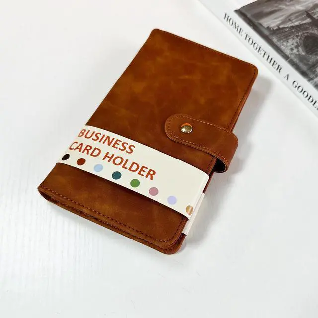 Alt view image 7 of 7 - Leather Professional Business Card Holder Book Organizer, 240 Card Slots Capacity Booklet, Premium PU Name Cards Storage Folder with Soft Cover, Credit Card Binder Holder for Men/Women (Brown)
