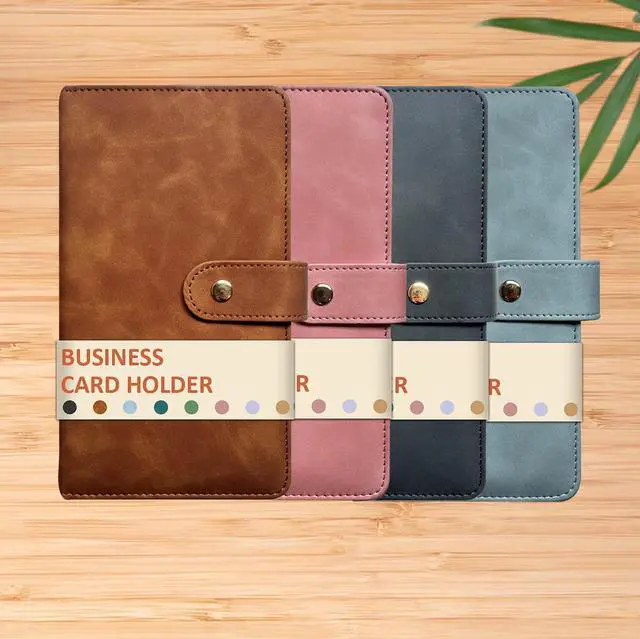 Alt view image 6 of 7 - Leather Professional Business Card Holder Book Organizer, 240 Card Slots Capacity Booklet, Premium PU Name Cards Storage Folder with Soft Cover, Credit Card Binder Holder for Men/Women (Brown)
