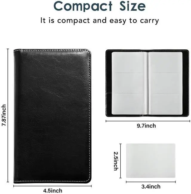 Alt view image 5 of 7 - Leather Professional Business Card Holder Organizer Book - 300 Card Capacity Premium PU Folder with Soft Cover, Name Card Credit Cards Binder for Men/Women, Elegant Black