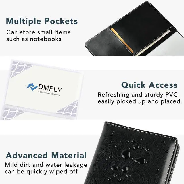 Alt view image 6 of 7 - Leather Professional Business Card Holder Organizer Book - 300 Card Capacity Premium PU Folder with Soft Cover, Name Card Credit Cards Binder for Men/Women, Elegant Black