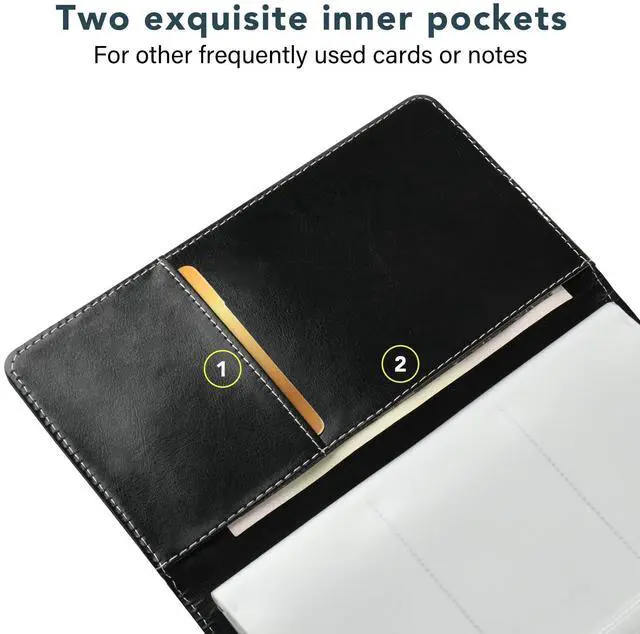 Alt view image 3 of 7 - Leather Professional Business Card Holder Organizer Book - 300 Card Capacity Premium PU Folder with Soft Cover, Name Card Credit Cards Binder for Men/Women, Elegant Black