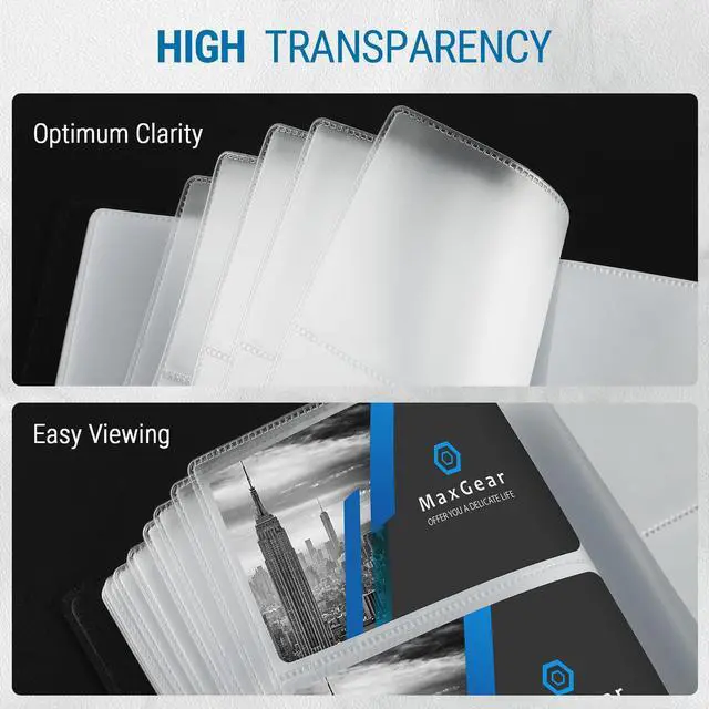 Alt view image 3 of 7 - Business Card Organizer Book, Holds 240 Cards, Portable PU Leather Business Card Holder with Clear Sleeves, Professional Card Binder for Office, Meetings, Networking, Black
