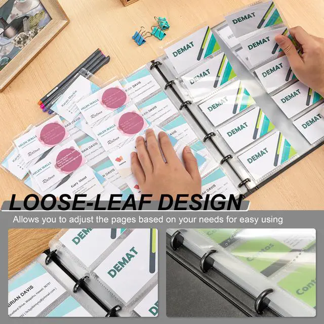 Alt view image 4 of 7 - Business Card Book, Name Card Holder Book with 600 Business Cards Capacity, Credit Card Book File Storage (Grey)