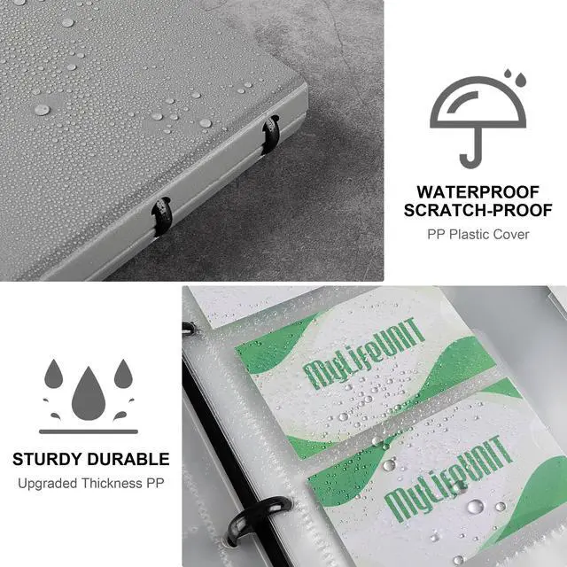 Alt view image 5 of 7 - Business Card Book, Name Card Holder Book with 600 Business Cards Capacity, Credit Card Book File Storage (Grey)