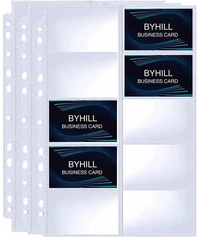 Main image of 30 Pack 600 Pockets Business Card Sleeves Binder Sheets, Ultra-Clear Business Card Pages for 2/3/4 Ring Binder, Double Sided 10 Pocket Credit Card Pages