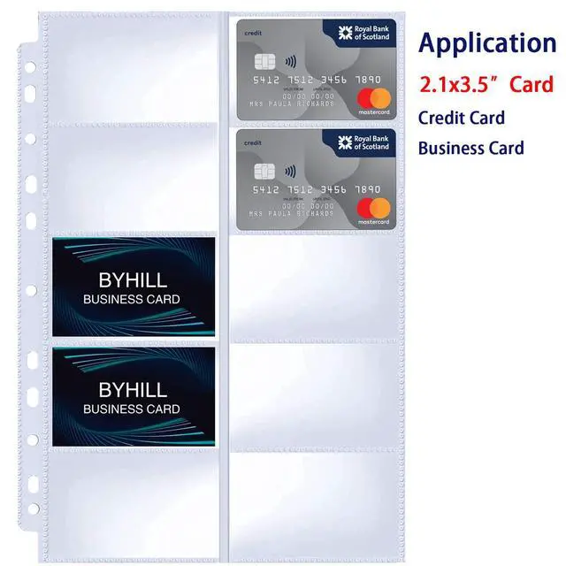 Alt view image 2 of 7 - 30 Pack 600 Pockets Business Card Sleeves Binder Sheets, Ultra-Clear Business Card Pages for 2/3/4 Ring Binder, Double Sided 10 Pocket Credit Card Pages