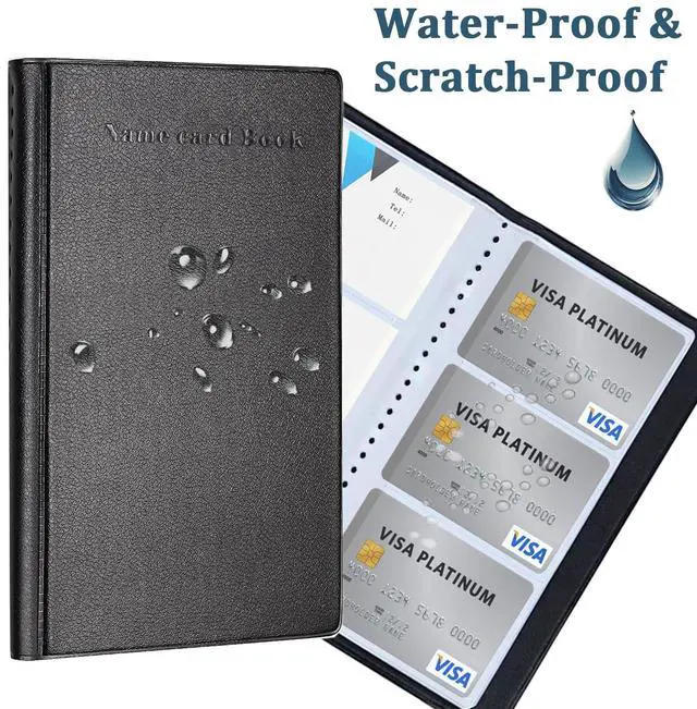Alt view image 3 of 7 - 300 Capacity Business Card Holder Book, PU Leather Card Organizer Binder, Name Card Book for Business Cards, Credit Cards, ID Cards, Office and Networking Use, Black