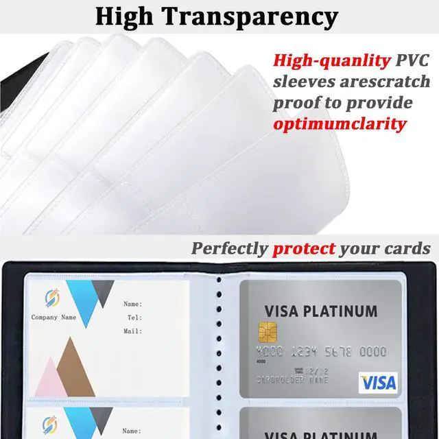 Alt view image 2 of 7 - 300 Capacity Business Card Holder Book, PU Leather Card Organizer Binder, Name Card Book for Business Cards, Credit Cards, ID Cards, Office and Networking Use, Black