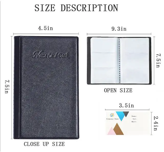 Alt view image 5 of 7 - 300 Capacity Business Card Holder Book, PU Leather Card Organizer Binder, Name Card Book for Business Cards, Credit Cards, ID Cards, Office and Networking Use, Black