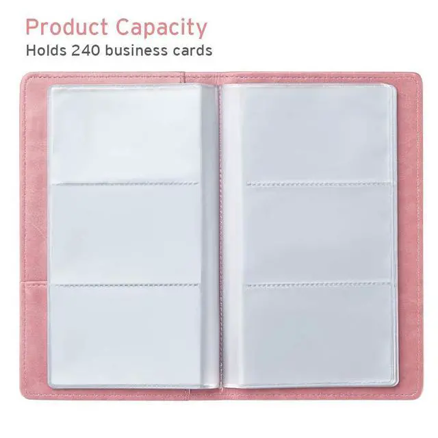 Alt view image 3 of 7 - Leather Professional Business Card Holder Organizer, 240 Card Capacity PU Name Credit Cards Booklet (Pink)