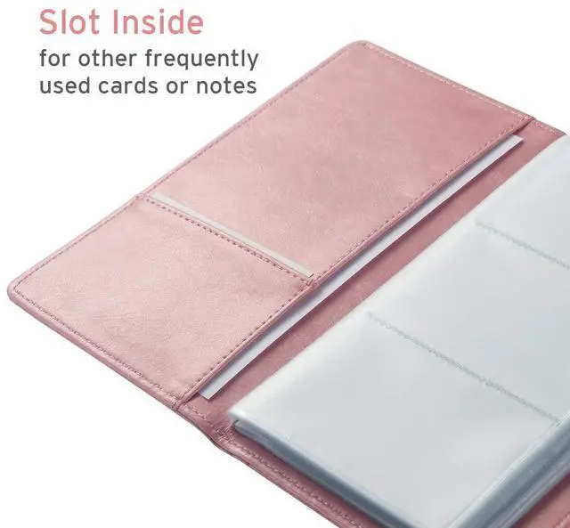 Alt view image 5 of 7 - Leather Professional Business Card Holder Organizer, 240 Card Capacity PU Name Credit Cards Booklet (Pink)