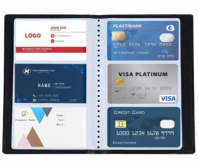 Main image of 300 Capacity Business Card Holder Book, PU Leather Card Organizer Binder, Name Card Book for Business Cards, Credit Cards, ID Cards, Office and Networking Use, Black
