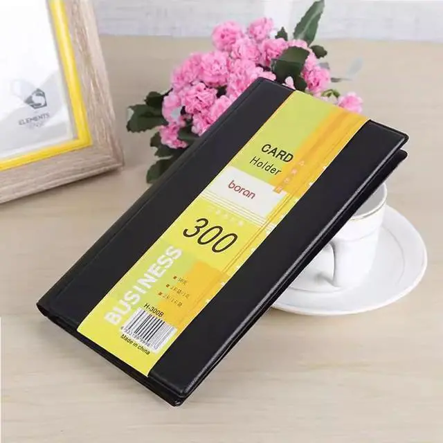 Alt view image 6 of 7 - 300 Capacity Business Card Holder Book, PU Leather Card Organizer Binder, Name Card Book for Business Cards, Credit Cards, ID Cards, Office and Networking Use, Black