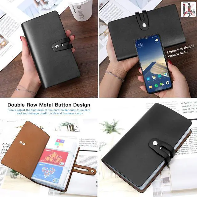 Alt view image 6 of 6 - RFID Credit Card Holder Business Card Organizer , with 96 Card Slots Credit Card Protector for Managing Your Different Cards to Prevent Loss or Damage (Black)