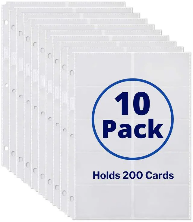 Alt view image 2 of 7 - Business Card Holder Sleeves (10 Pack for 200 Cards), Heavyweight Plastic Sheet Protect, Each Sleeve Holds 20 2x3.5 Namecards, 3-Hole Punched, Fits 3-Ring Binders