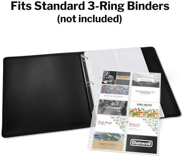 Alt view image 3 of 7 - Business Card Holder Sleeves (10 Pack for 200 Cards), Heavyweight Plastic Sheet Protect, Each Sleeve Holds 20 2x3.5 Namecards, 3-Hole Punched, Fits 3-Ring Binders
