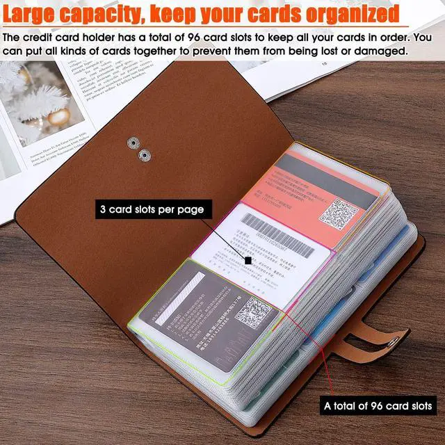 Alt view image 5 of 7 - RFID Credit Card Holder Organizer, Leather Business Card Organizer with 96 Card Slots, Business Card Book to Keep Cards Neatly Organized and Prevent Jumbling, Loss, or Damage (Black)