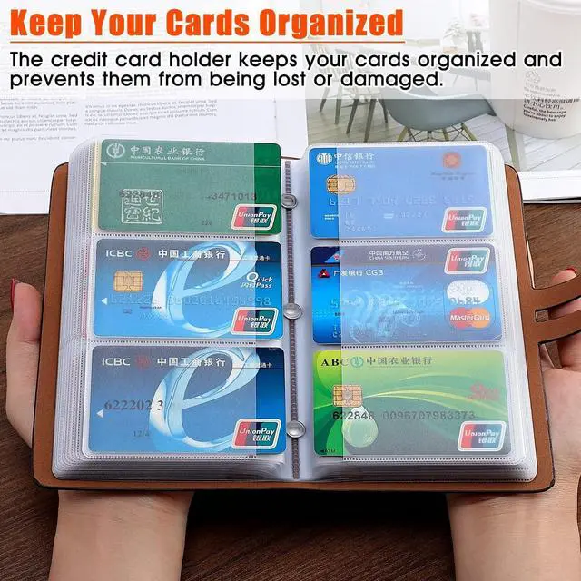 Alt view image 3 of 7 - RFID Credit Card Holder Organizer, Leather Business Card Organizer with 96 Card Slots, Business Card Book to Keep Cards Neatly Organized and Prevent Jumbling, Loss, or Damage (Black)