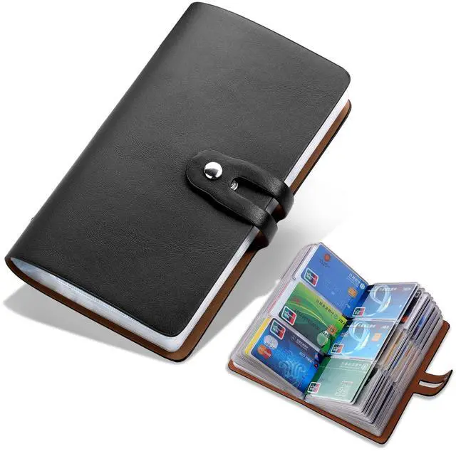 Main image of RFID Credit Card Holder Organizer, Leather Business Card Organizer with 96 Card Slots, Business Card Book to Keep Cards Neatly Organized and Prevent Jumbling, Loss, or Damage (Black)