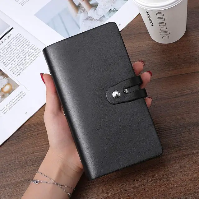 Alt view image 2 of 7 - RFID Credit Card Holder Organizer, Leather Business Card Organizer with 96 Card Slots, Business Card Book to Keep Cards Neatly Organized and Prevent Jumbling, Loss, or Damage (Black)