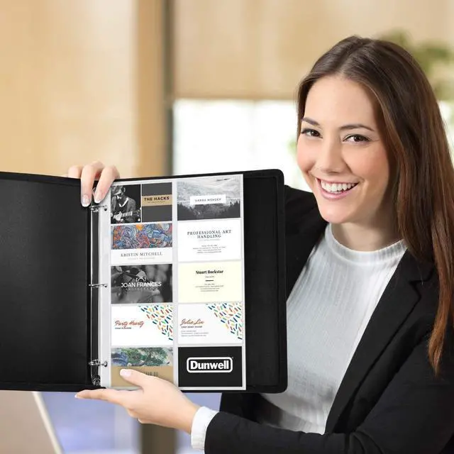 Alt view image 6 of 7 - Business Card Holder Sleeves (10 Pack for 200 Cards), Heavyweight Plastic Sheet Protect, Each Sleeve Holds 20 2x3.5 Namecards, 3-Hole Punched, Fits 3-Ring Binders